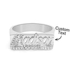 Personalised Hip Hop Name Ring With Double Hearts Initial Ring Jewellery Gift for Men Women