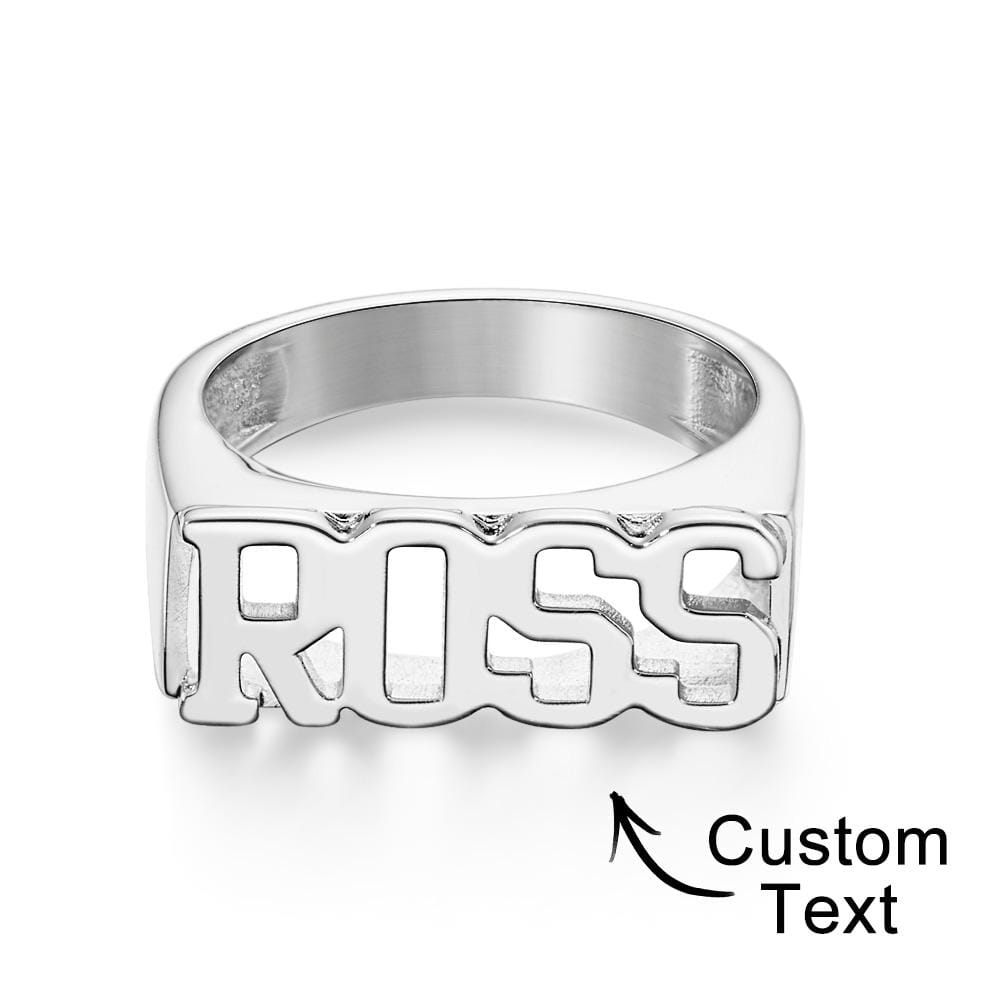 Custom Name Ring, Personalized Block Name Ring, Name Ring, Engraved Name Ring For Men and Women