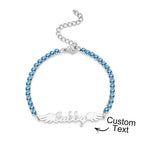 gifts for wife Love Her Always - Custom Decor - Name Bracelet Elegant Angel Wings All Diamonds Bracelet Gift For Her - gifts