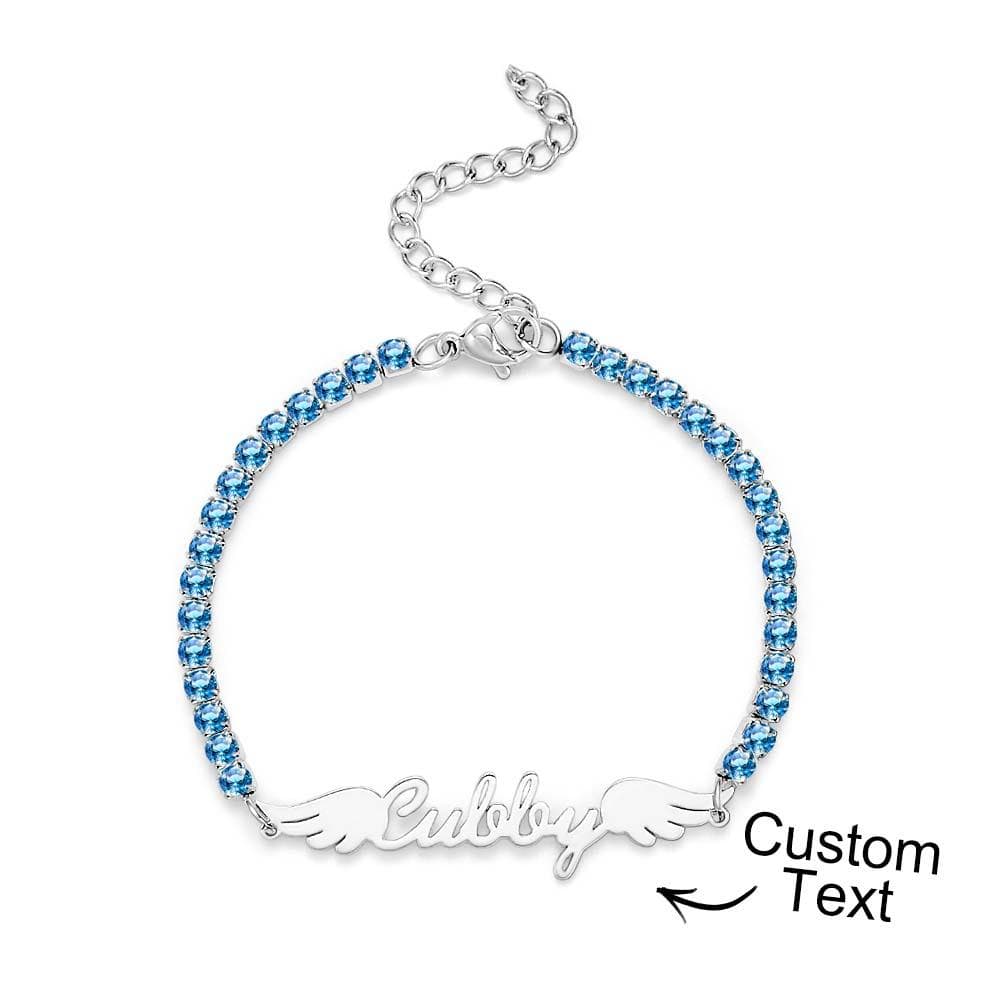 gifts for wife Love Her Always - Custom Decor - Name Bracelet Elegant Angel Wings All Diamonds Bracelet Gift For Her - gifts