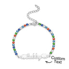 gifts for wife Love Her Always - Custom Decor - Name Bracelet Elegant Angel Wings All Diamonds Bracelet Gift For Her - gifts