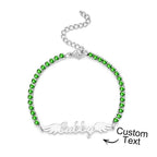 gifts for wife Love Her Always - Custom Decor - Name Bracelet Elegant Angel Wings All Diamonds Bracelet Gift For Her - gifts