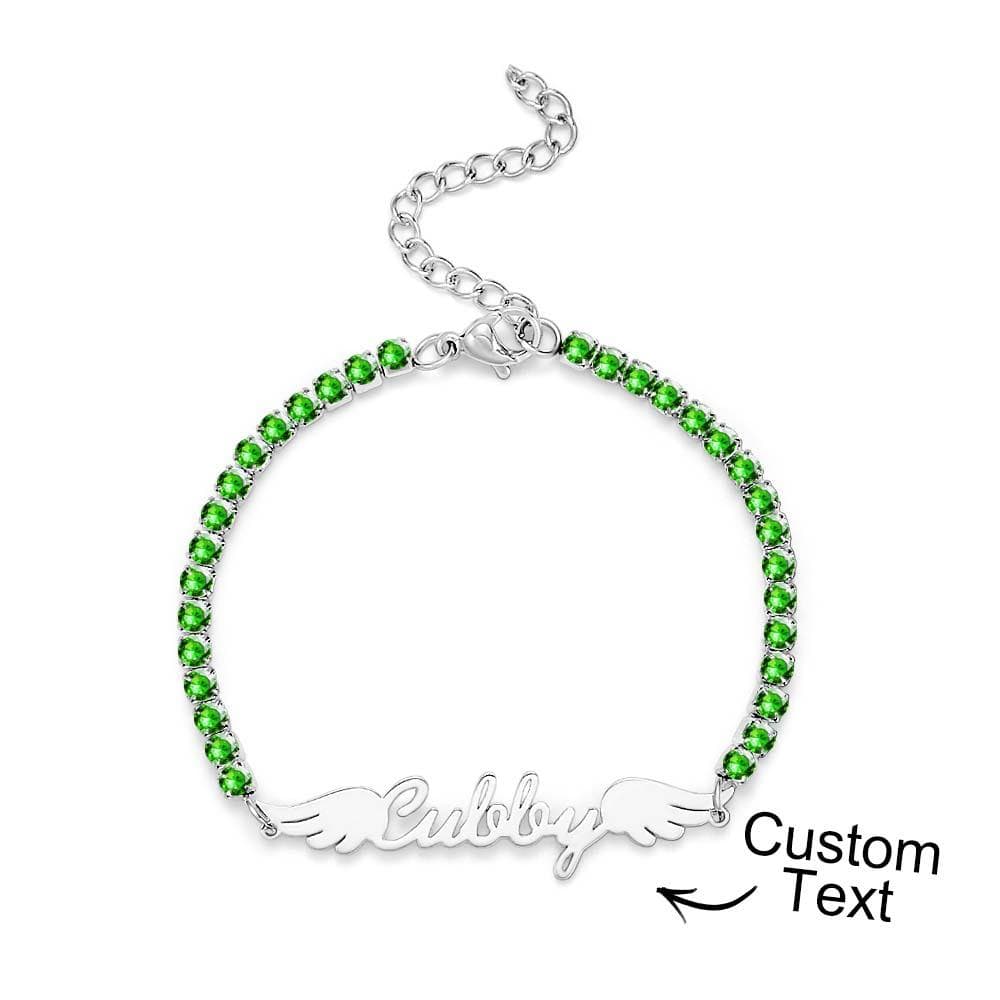 gifts for wife Love Her Always - Custom Decor - Name Bracelet Elegant Angel Wings All Diamonds Bracelet Gift For Her - gifts