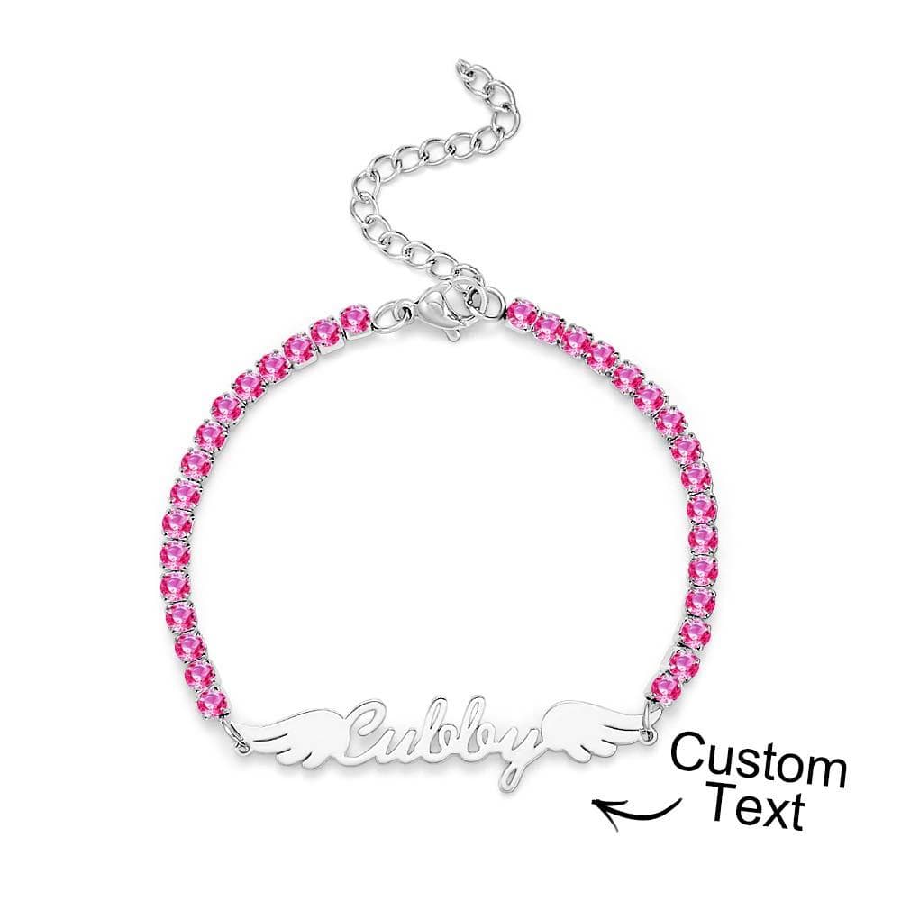 gifts for wife Love Her Always - Custom Decor - Name Bracelet Elegant Angel Wings All Diamonds Bracelet Gift For Her - gifts