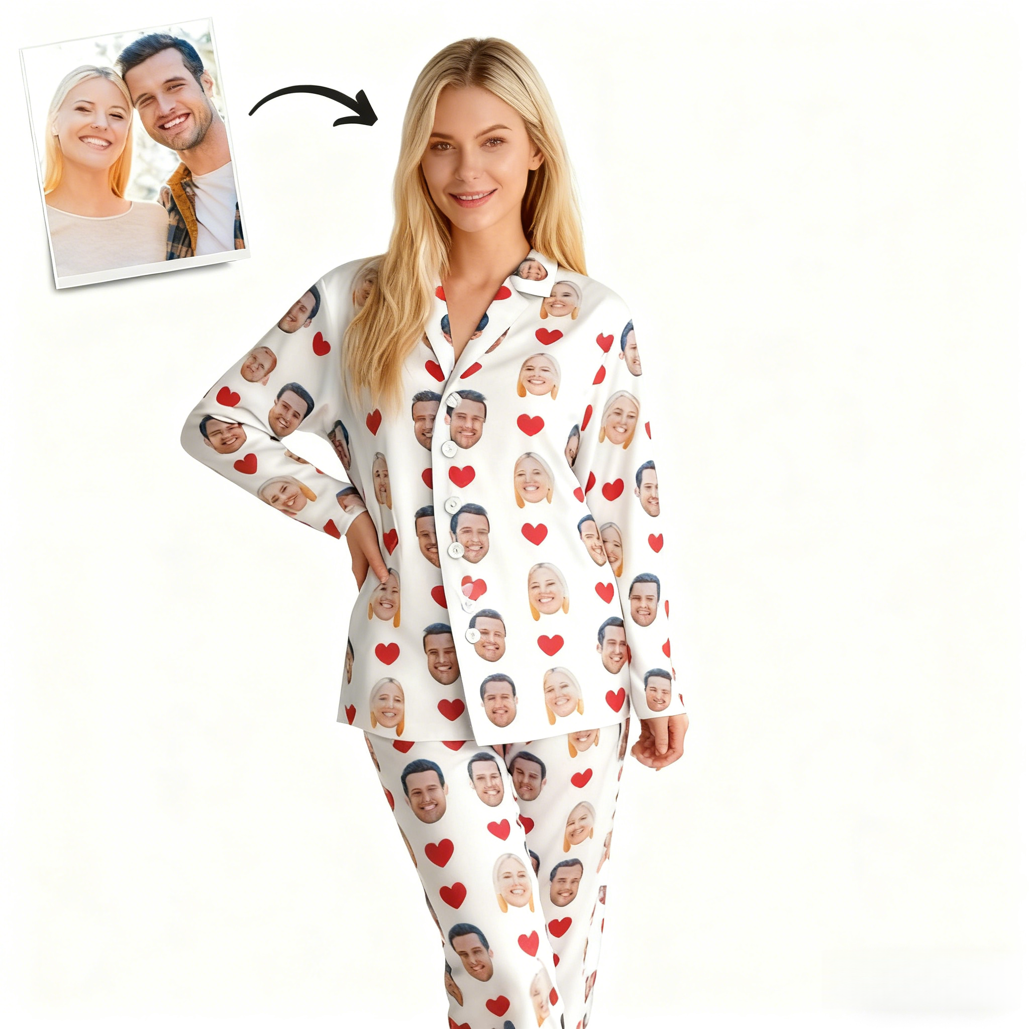 Custom Unisex Long Sleeve Pajamas with Faces