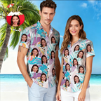Personalized Photo Hawaiian Shirt Custom Face Tropical Pattern Hawaiian Shirt