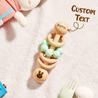 Personalized Wooden Baby Rattle with Engraved Name Toy Shower Birthday Gift for Baby