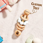 Personalized Wooden Baby Rattle with Engraved Name Toy Shower Birthday Gift for Baby