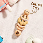 Personalized Wooden Baby Rattle with Engraved Name Toy Shower Birthday Gift for Baby