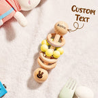 Personalized Wooden Baby Rattle with Engraved Name Toy Shower Birthday Gift for Baby