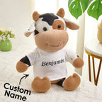 Personalized Cow Plush Stuffed Toy with Custom Text Gift for Baby Shower