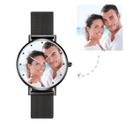 Engraved Women's Black Alloy Bracelet Photo Watch 36mm Christmas Gifts