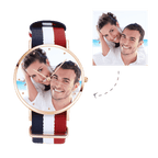 Unisex Engraved Rose Goldtone Photo Watch Color Nylon Strap 40mm