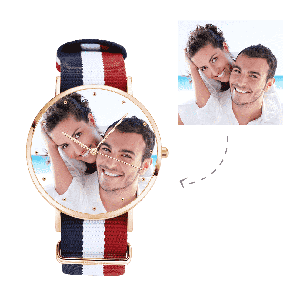 Personalised Color Nylon Strap Photo Watch for Men 40mm