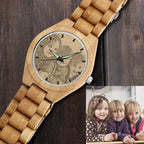Custom Photo 45mm Wooden Watch – Personalized Engraved Gift Birthday Gift Anniversary Gift