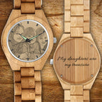 Custom Photo 45mm Wooden Watch – Personalized Engraved Gift Birthday Gift Anniversary Gift