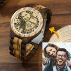 Custom Engraved Men's Wooden Photo Watch 45mm