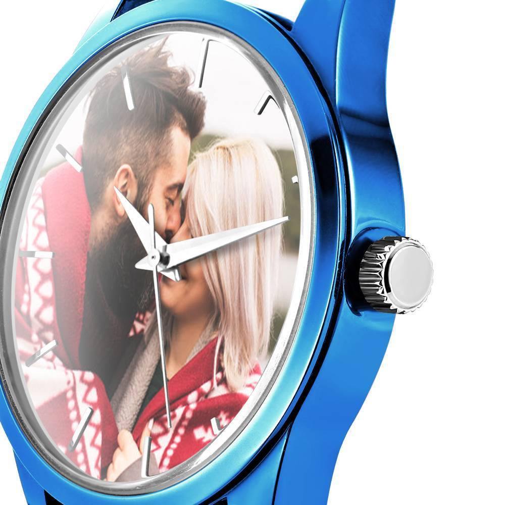 Personalized Men's Photo Watch with Leather Strap
