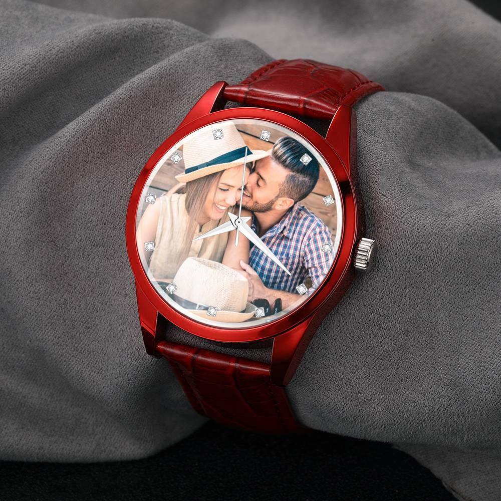 Personalized Men's Photo Watch with Leather Strap