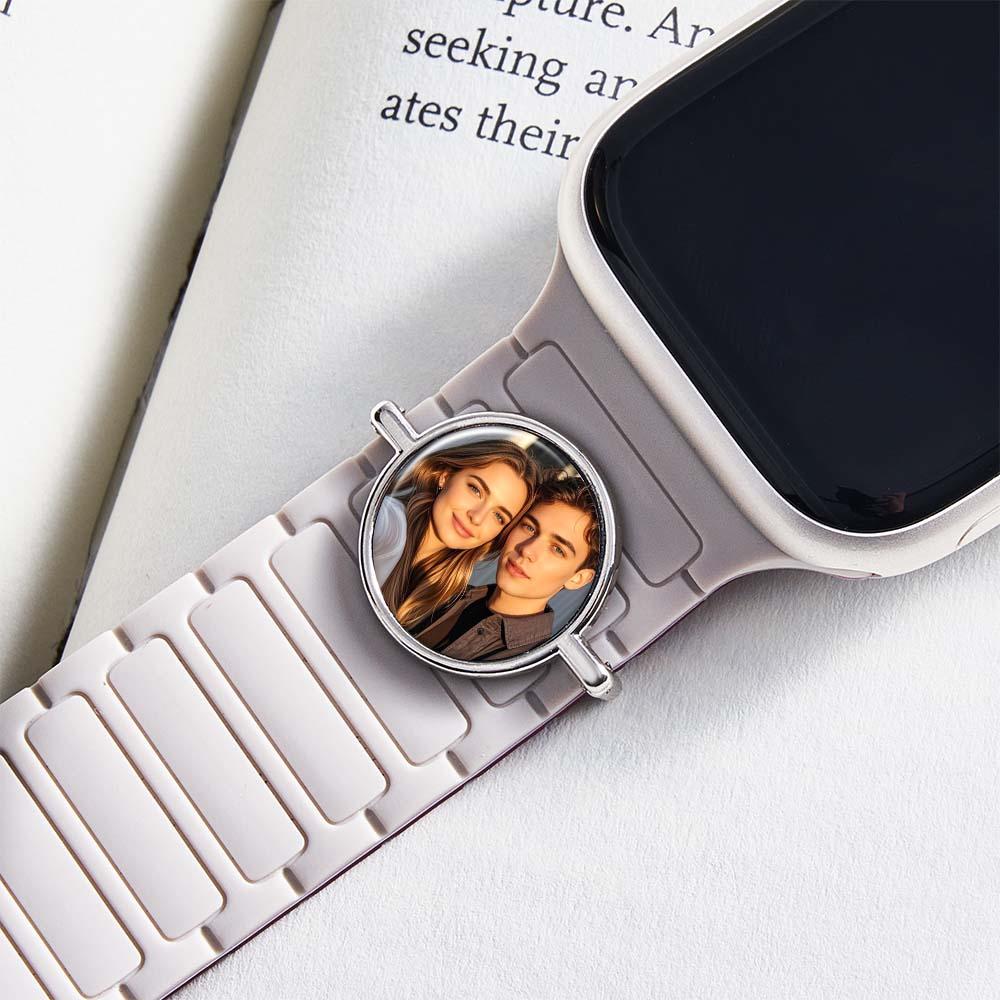Custom Photo Watch Strap Charm - Personalized Smartwatch Beaded Accessory