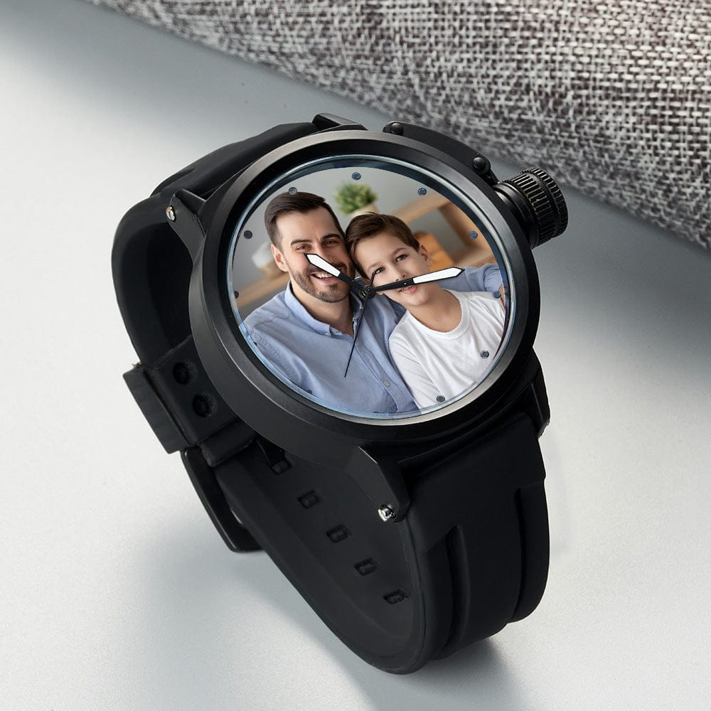 Men's Custom Family Photo Sport Plastic Strap Watch Father's Day Gift