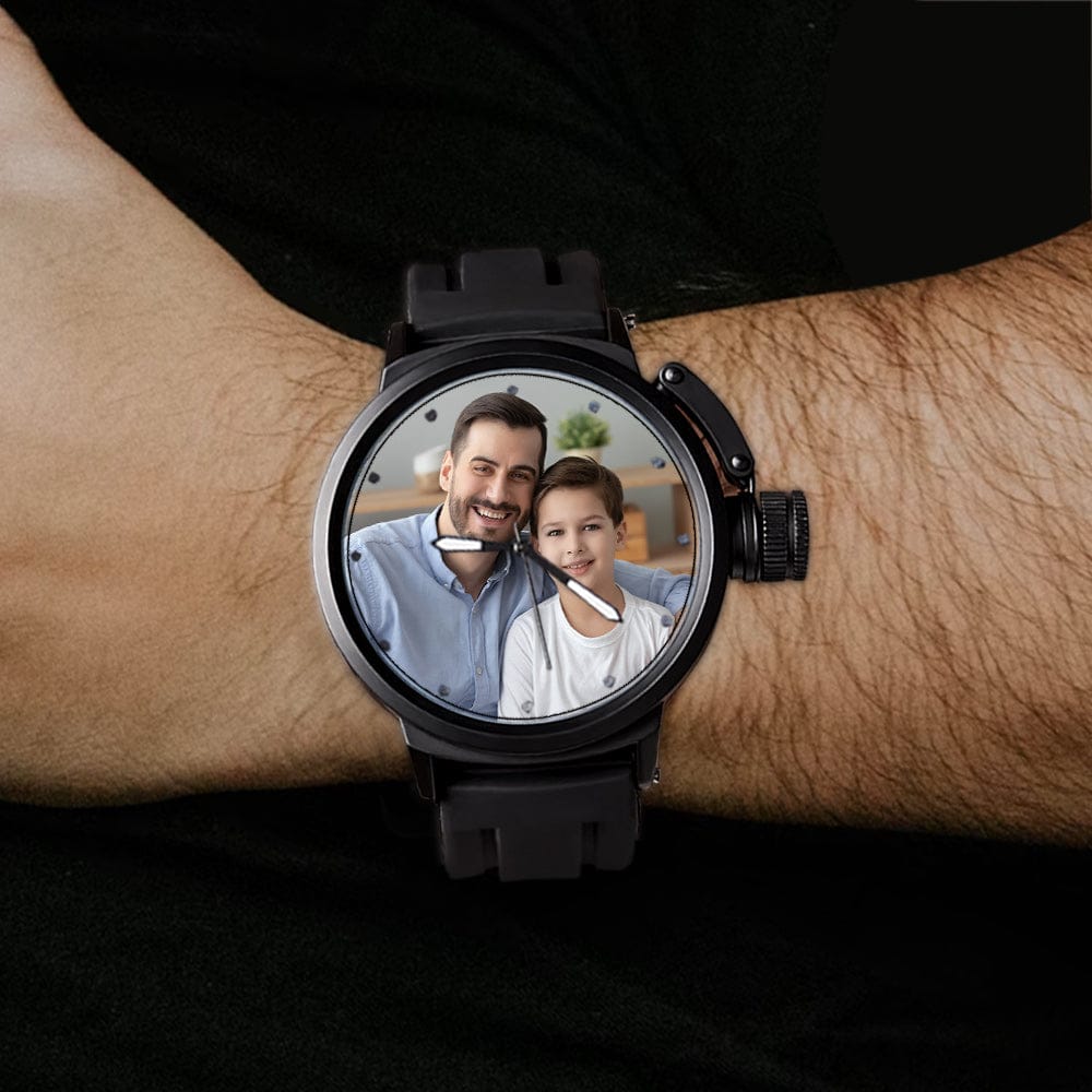 Men's Custom Family Photo Sport Plastic Strap Watch Father's Day Gift