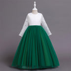 Flower Girl Dress Boho Flower Girl Toddler Junior Bridesmaid Fall Flower Girl Tulle Flower Girl Long Sleeve Flower Girl Dress