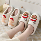 Christmas Gingerbread Man Slippers Santa Claus Shoes Home Cotton Slippers