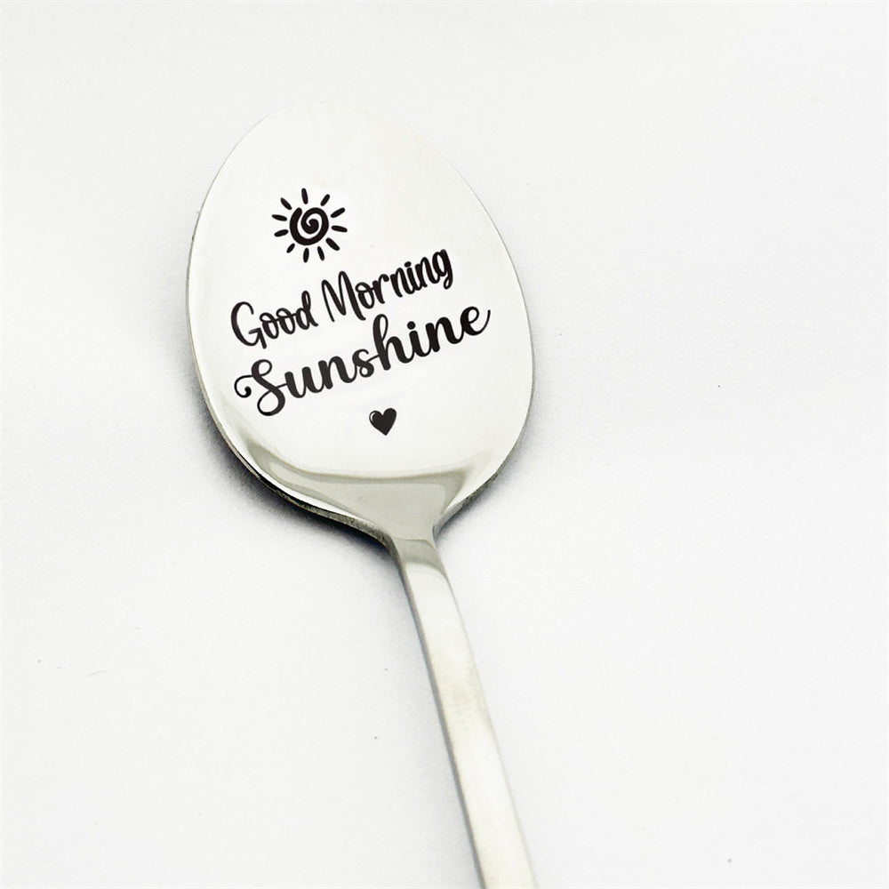 Good Morning Coffee Spoon Stainless Steel Spoon Gift for Nana Papa Mom