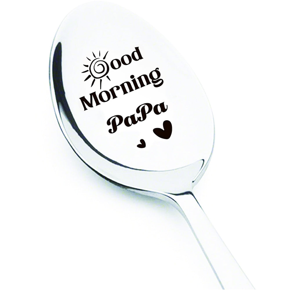Good Morning Coffee Spoon Stainless Steel Spoon Gift for Nana Papa Mom