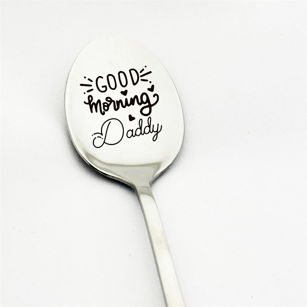 Good Morning Coffee Spoon Stainless Steel Spoon Gift for Nana Papa Mom