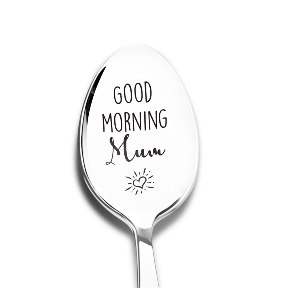 Good Morning Coffee Spoon Stainless Steel Spoon Gift for Nana Papa Mom