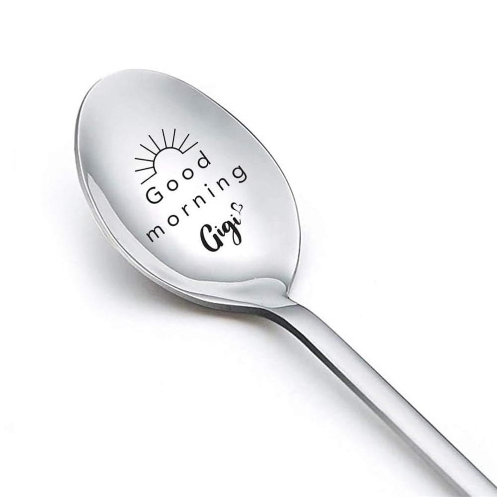 Good Morning Coffee Spoon Stainless Steel Spoon Gift for Nana Papa Mom