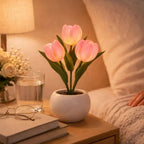 blooming light for mom personalized led night light pink 3 tulips warm led glow mothers day