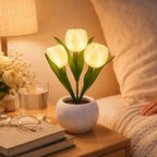blooming light for mom personalized led night light white 3 tulips warm led glow mothers day
