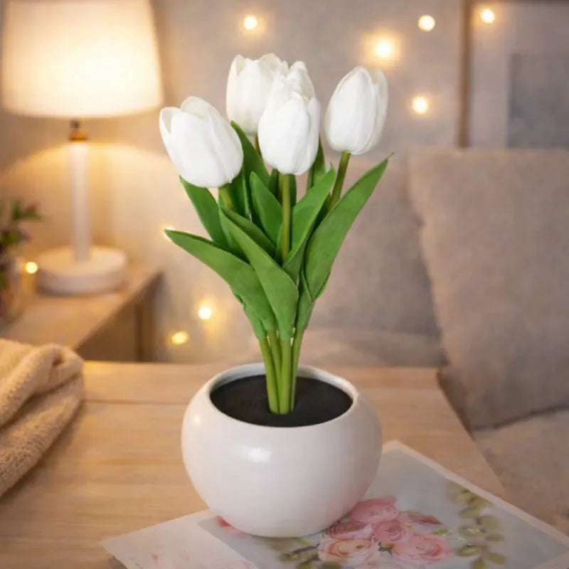 blooming light for mom personalized led night light white 6 tulips warm led glow mothers day