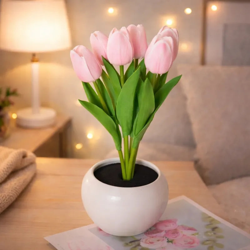 blooming light for mom personalized led night light pink 6 tulips warm led glow mothers day