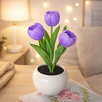 blooming light for mom personalized led night light purple 3 tulips warm led glow mothers day