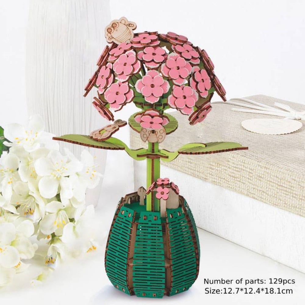 Hydrangea Phalaenopsis DIY Wooden Flower Puzzle 3D Puzzle Mother's Day Gift for Mum
