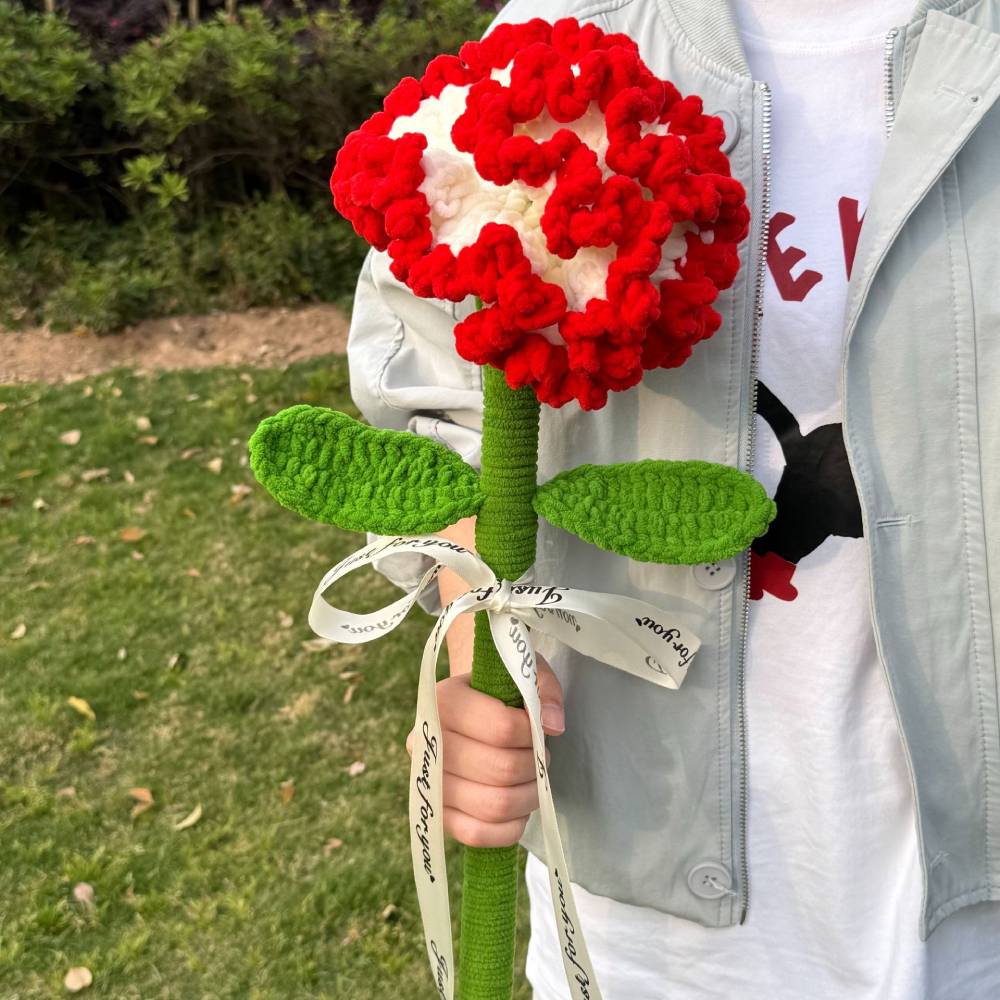 Handmade Crochet Giant Rose Sunflower Carnation Flower Bouquet Floral Gift for Mother