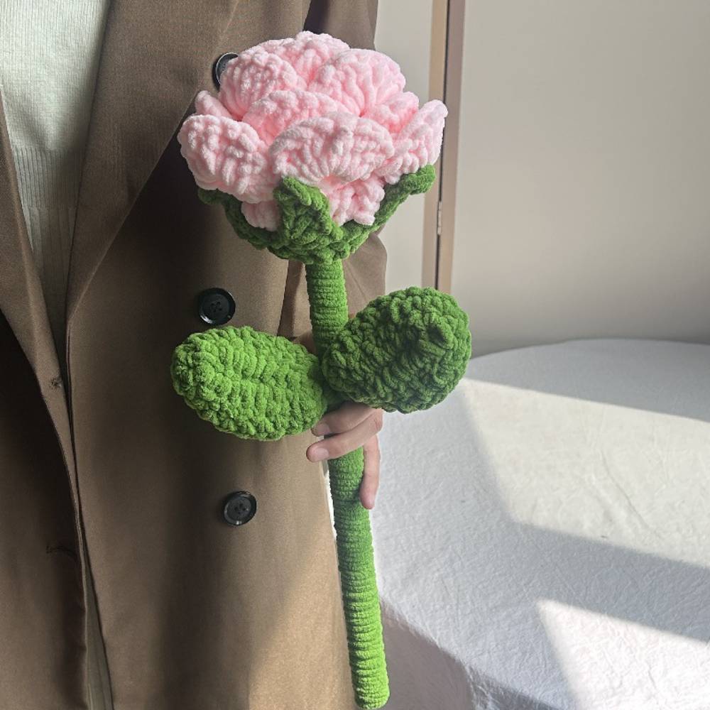 Handmade Crochet Giant Rose Sunflower Carnation Flower Bouquet Floral Gift for Mother