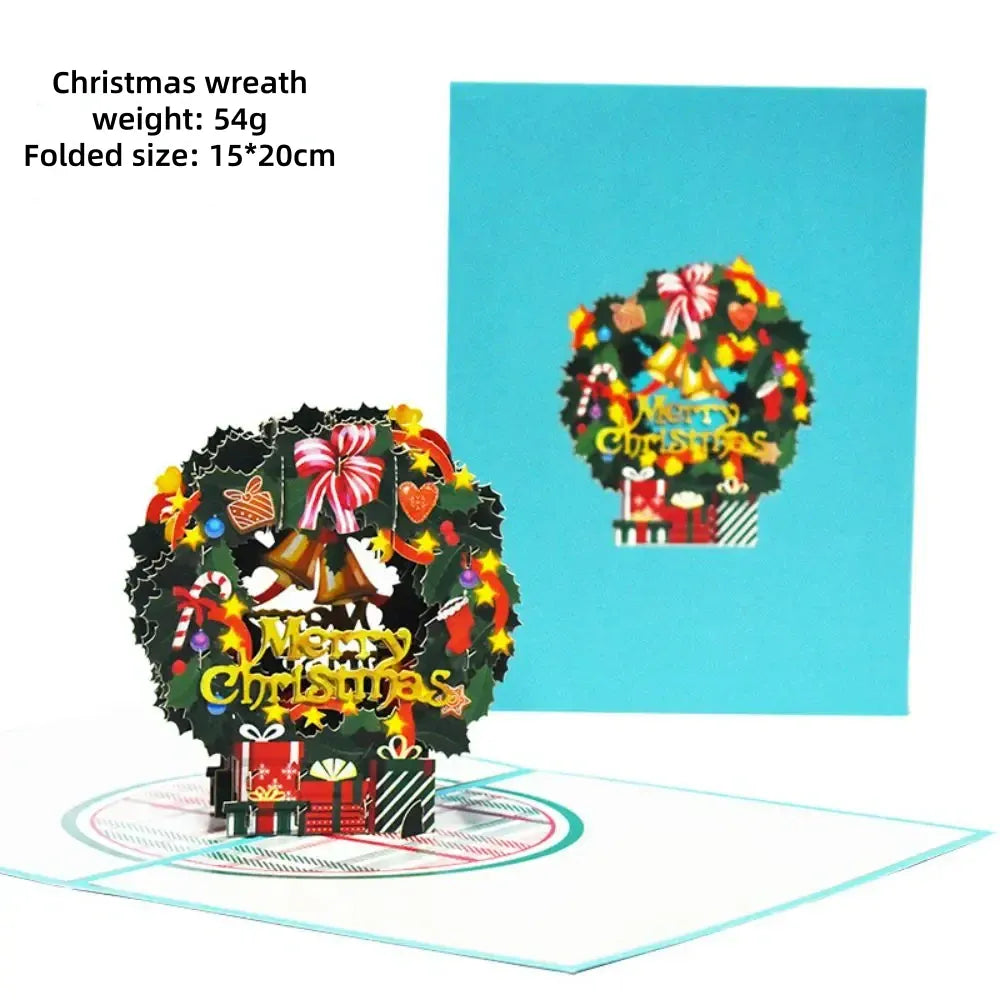 3D Pop Up Christmas Card Wreath Pop Up Greeting Card