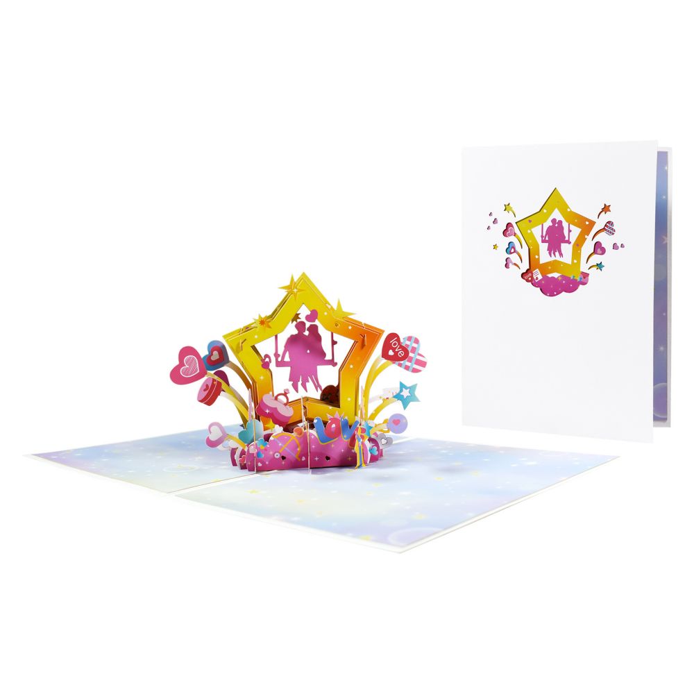 3D Creative Valentine's Day Wedding Pop Up Card Romantic Star Pop Up Greeting Card