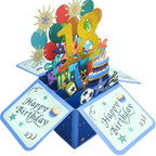Blue Birthday Pop Up Box Card 18th Birthday 3D Pop Up Greeting Card