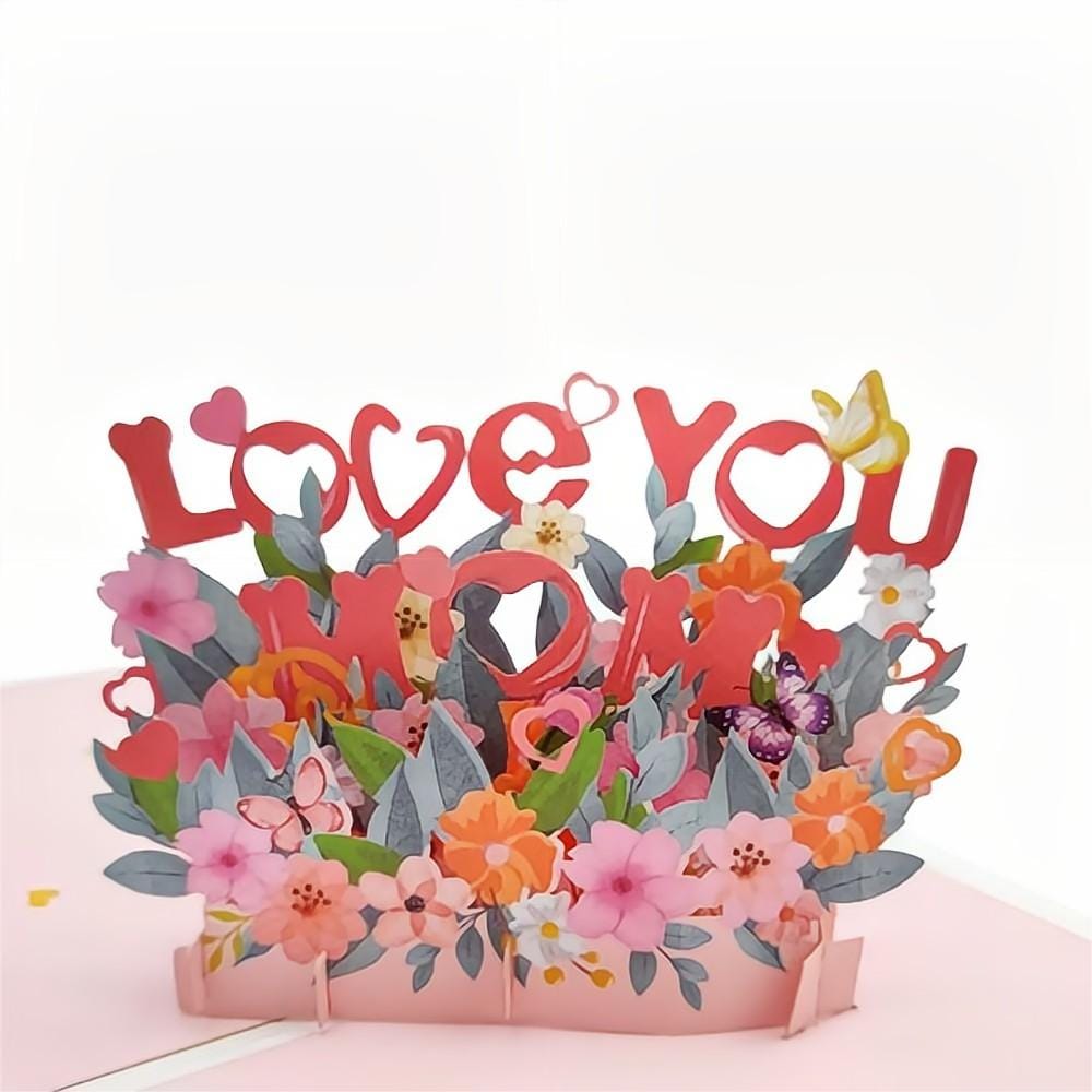 Love Mom Pop Up Box Card Flower 3D Pop Up Greeting Card for Mom