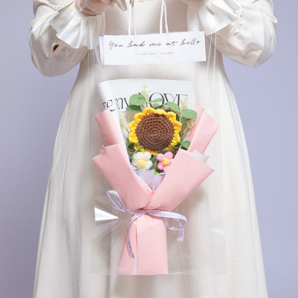 Crochet Flowers Bouquet Handmade Knitted Sunflower Bouquet Wedding Gift