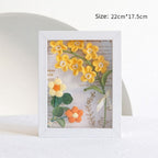 Crochet Bouquets Photo Frame Handmade Knitted Flower Shadowbox Frame Desktop Decoration