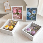 Crochet Bouquets Photo Frame Handmade Knitted Flower Shadowbox Frame Desktop Decoration