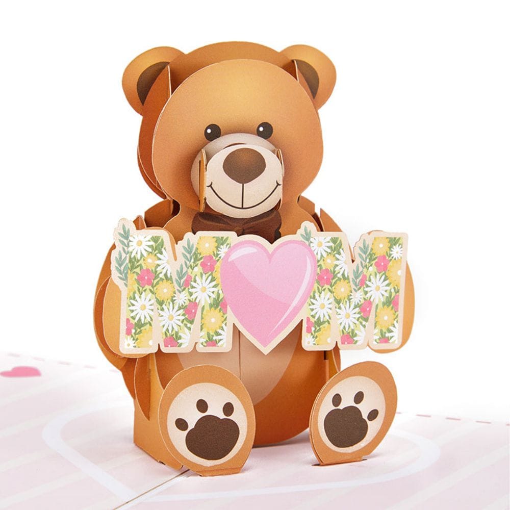 Love Your Mom Pop Up Card Bear 3D Pop Up Greeting Card for Mom