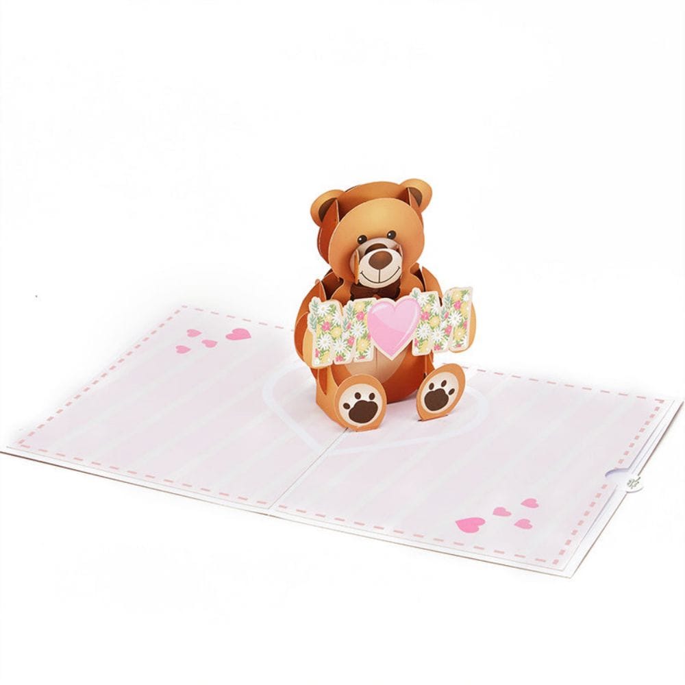 Love Your Mom Pop Up Card Bear 3D Pop Up Greeting Card for Mom